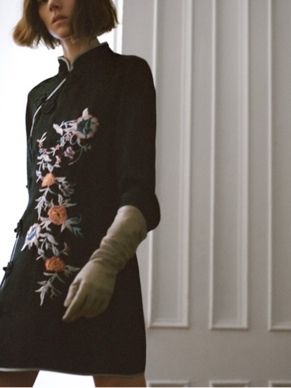 Zara Long-sleeved Embroidered Mini Dress